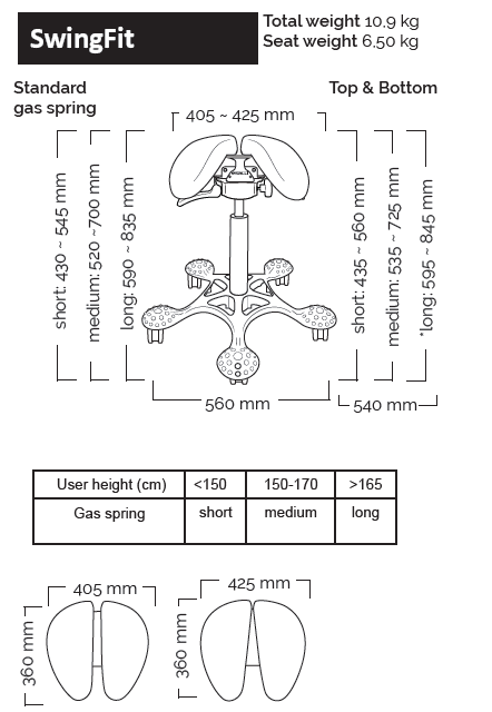 Salli dimensioner Swing Fit