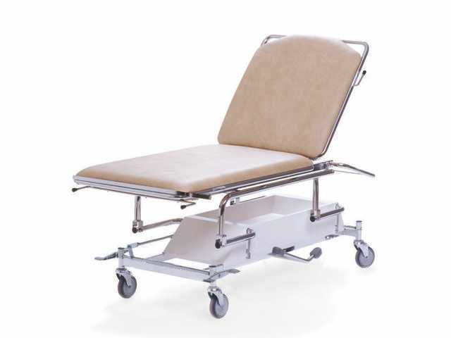 Underskningsbrits hydraulisk med centrallsta hjul Sjbloms beige
